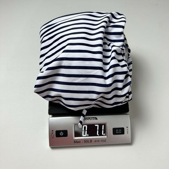 Yonique Open Back Halter Tankini Top Swimsuit Blue White Stripe XL Ruched - Picture 11 of 11